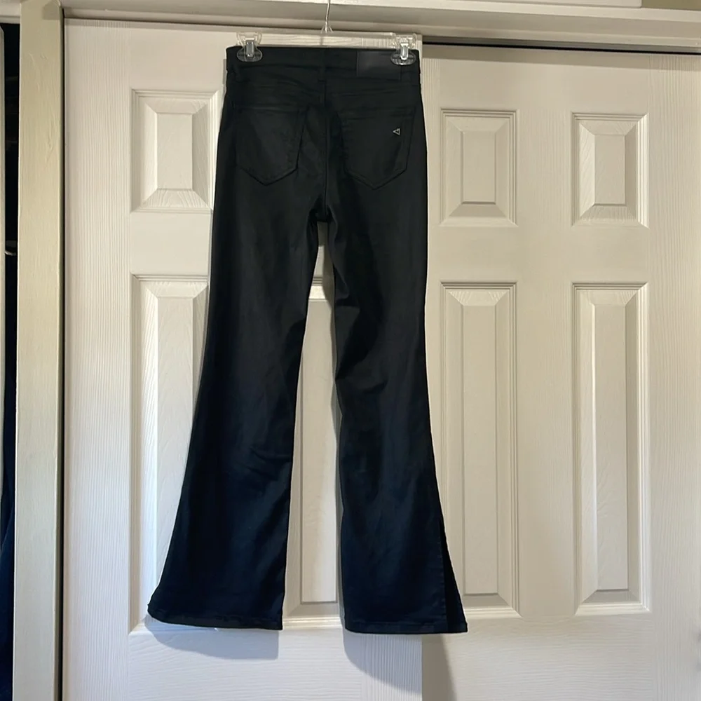 HIDDEN JEANS RYAN BLACK COATED CROPPED BOOTCUT JEANS WITH SIDE SLITS SIZE 25 - Picture 3 of 14